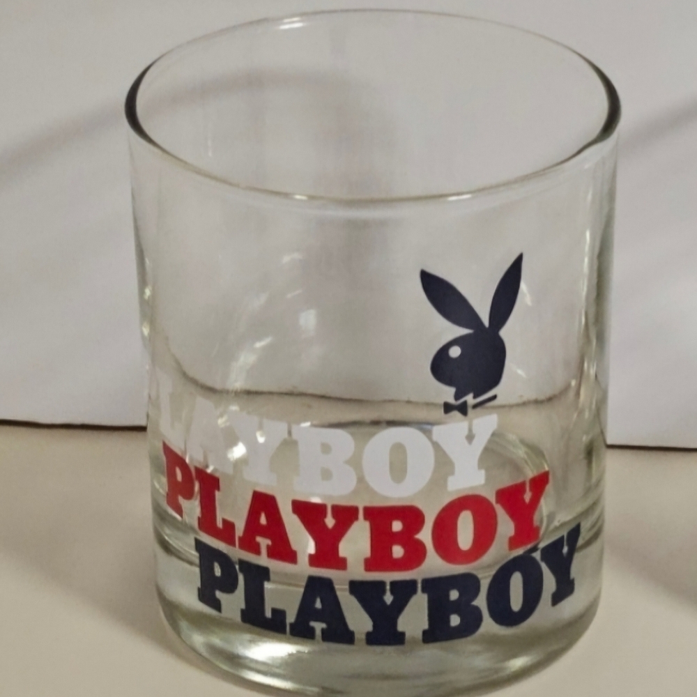 Playboy Red White & Blue Lowball Glass
